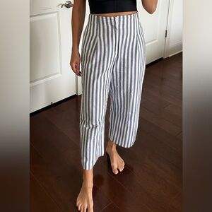 Zara Blue and White Striped Wide Leg Pants/Cullotes